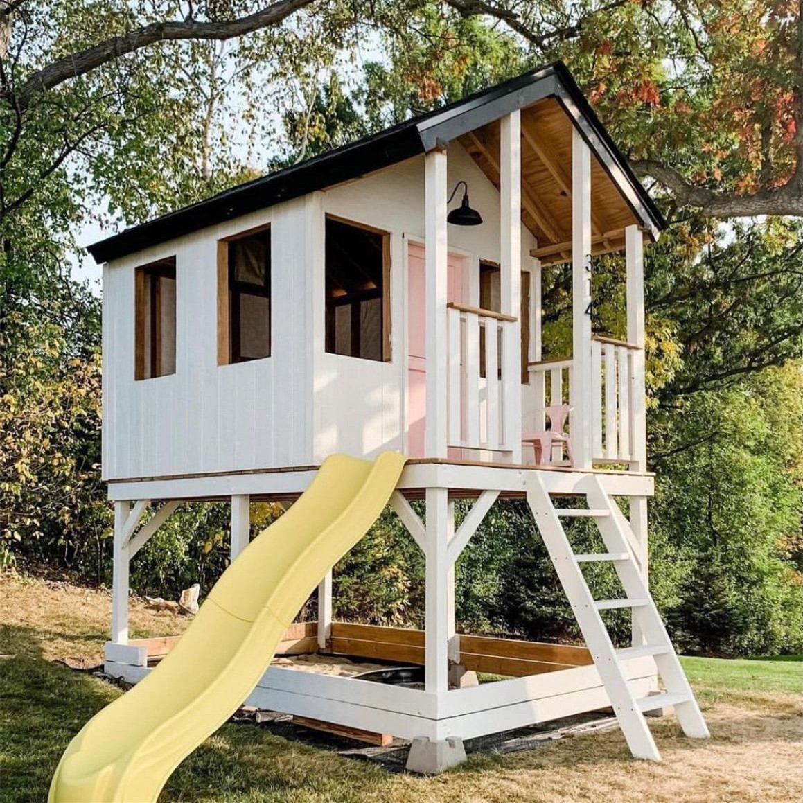 Outdoor Furniture Wood - Kindergarten Playhouse Outdoor Assembly Slide Tree