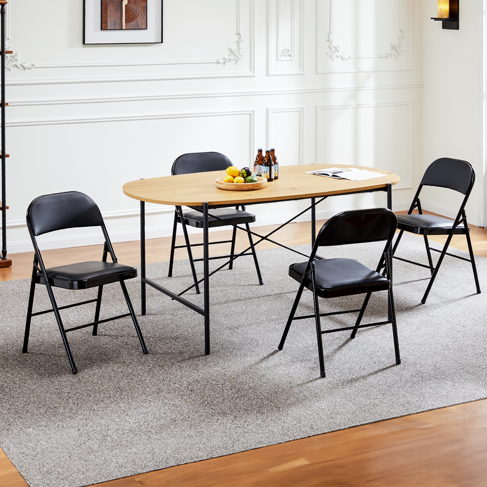Outdoor Furniture Polywood - JHK Leather Padded Folding Chair 4