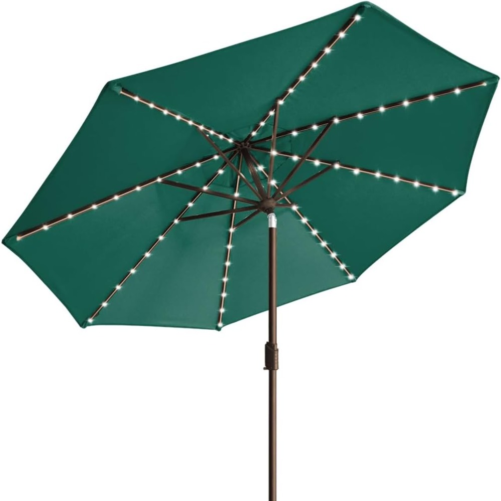 Outdoor Furniture Year Round - USA 10-Year-Non-Fading Solar 9ft Market Umbrella