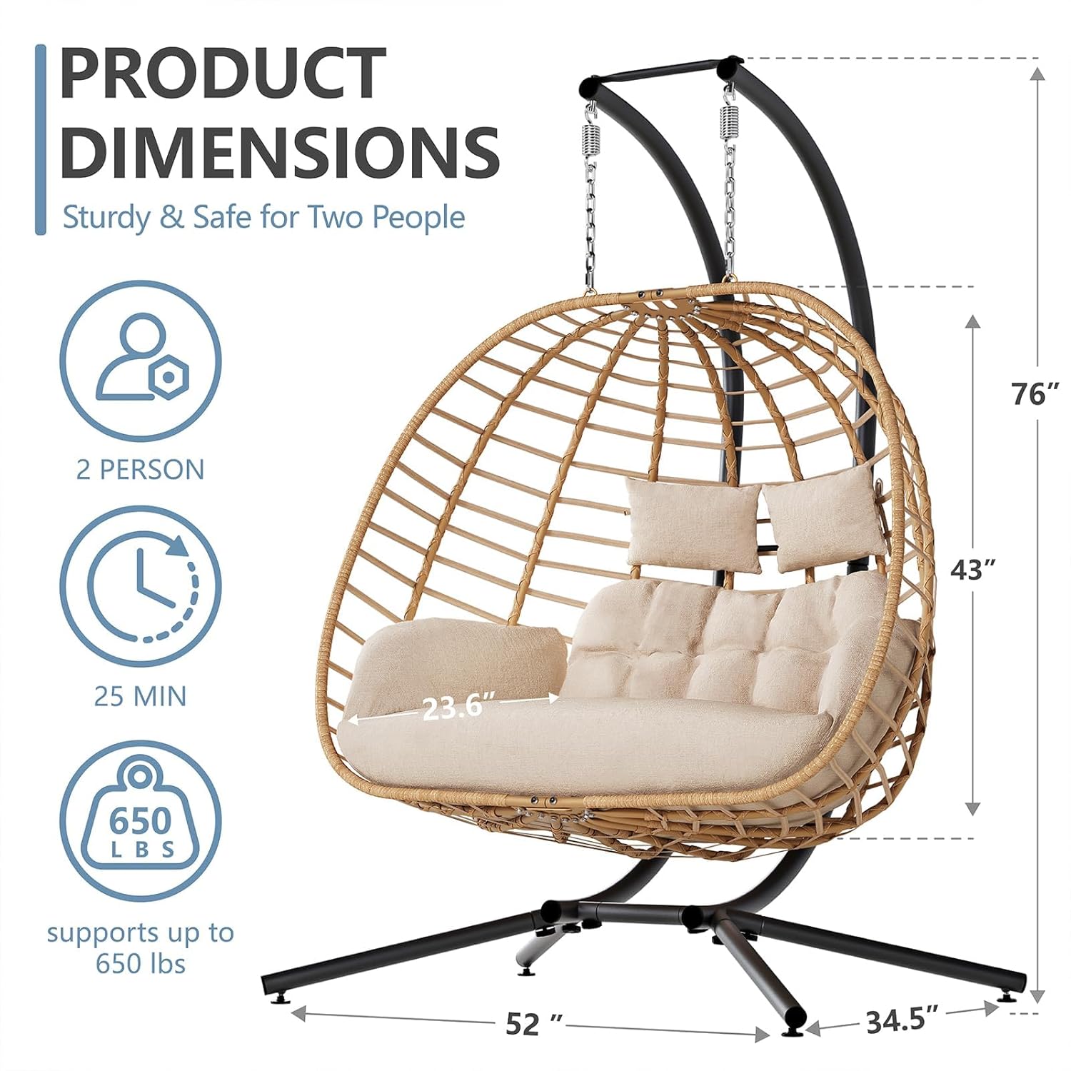 Double Hanging Egg Chair with  - Hanging Egg Chair incelemesi ve fiyatı