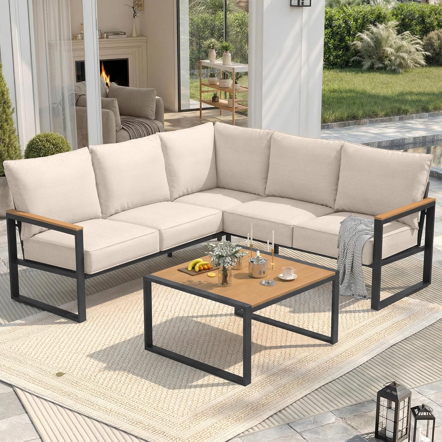 6pc Metal Patio Sectional Sofa - Outdoor Furniture Balcony incelemesi ve fiyatı