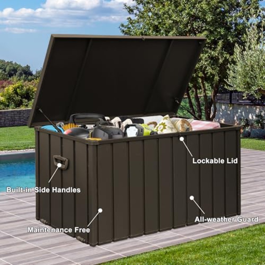 160 Gallon Deck Box Outdoor St - Outdoor Furniture Wood incelemesi ve fiyatı