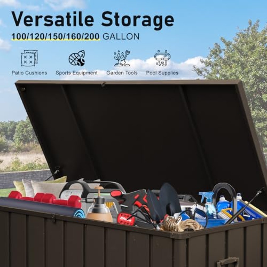 160 Gallon Deck Box Outdoor St - Outdoor Furniture Wood incelemesi ve fiyatı