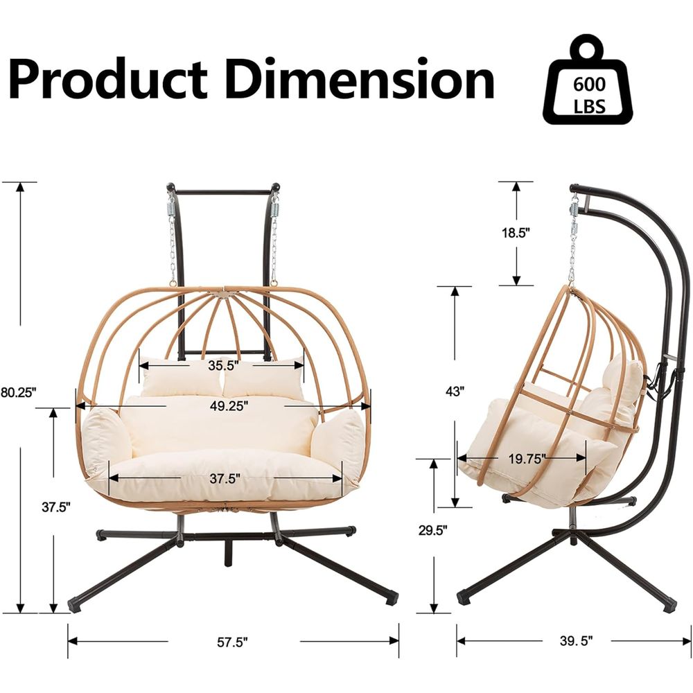 All-Weather Outdoor Double Egg - Hanging Egg Chair incelemesi ve fiyatı