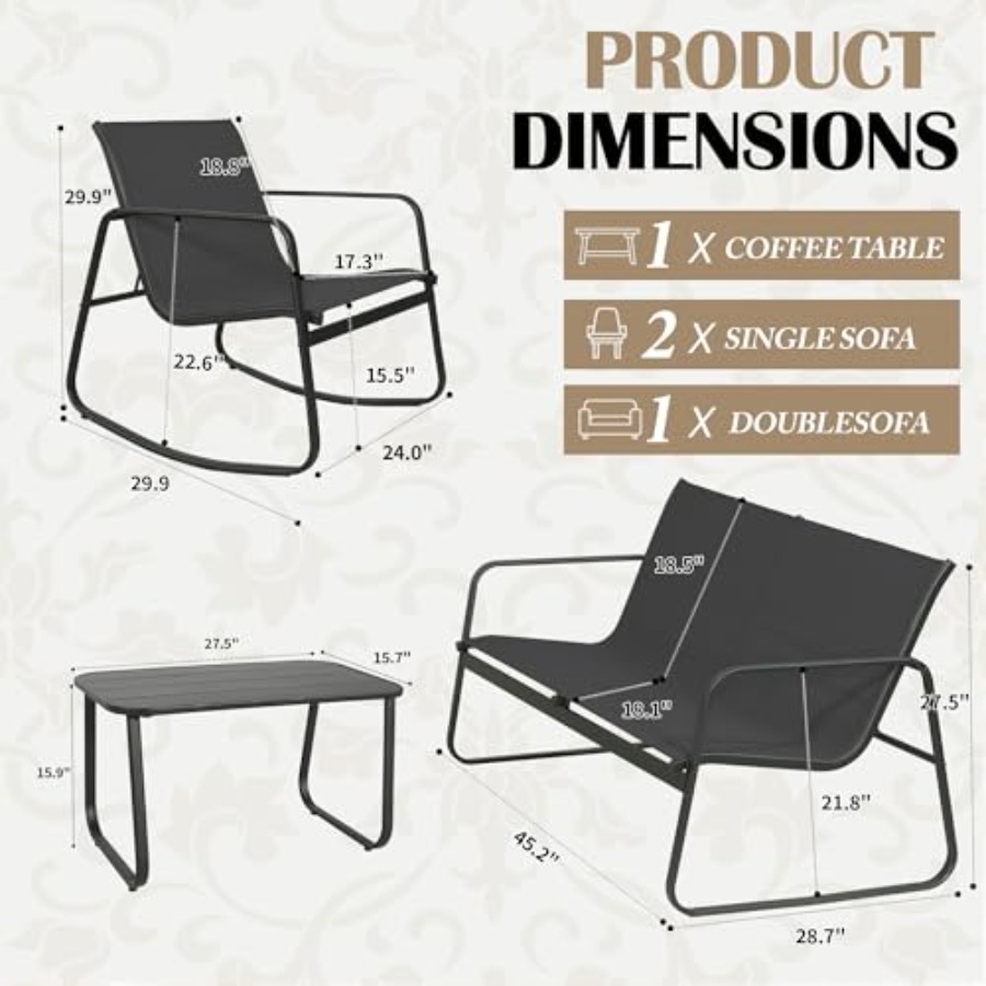 GEONKAI 4 Piece Patio Furnitur - Outdoor Furniture In incelemesi ve fiyatı