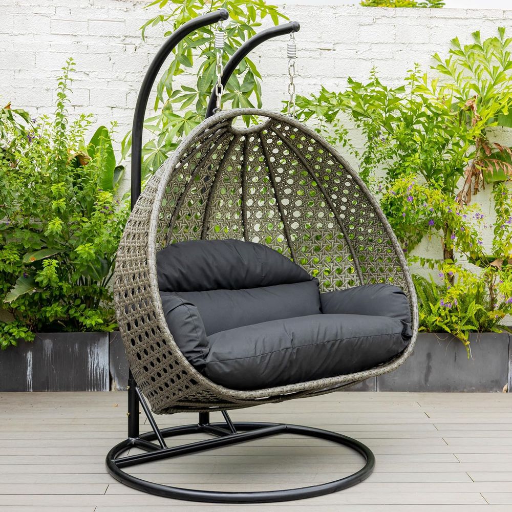 Black 2-Person Wicker Hanging  - Hanging Egg Chair incelemesi ve fiyatı