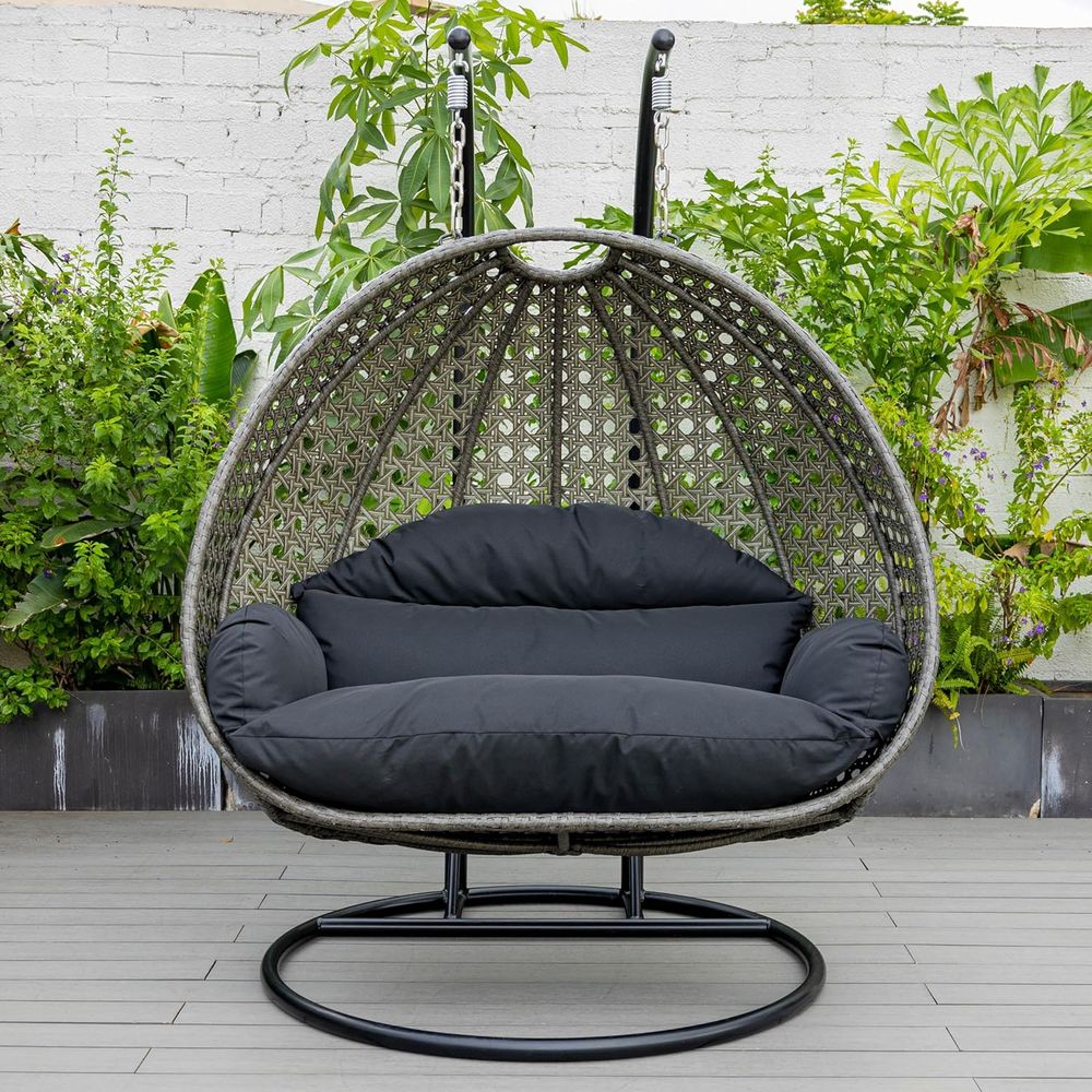 Black 2-Person Wicker Hanging  - Hanging Egg Chair incelemesi ve fiyatı