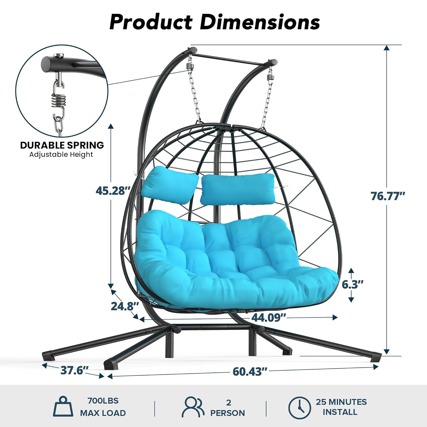 Set of 2 Wicker Hanging Egg Ch - Hanging Egg Chair incelemesi ve fiyatı