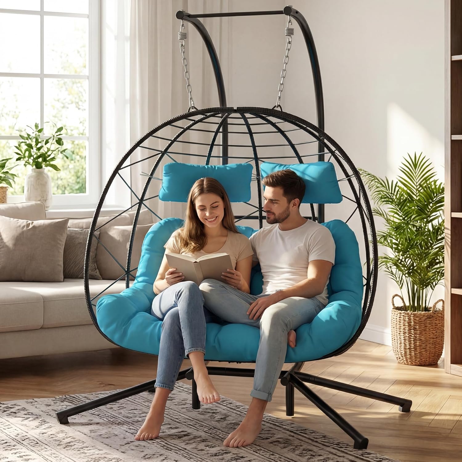 Set of 2 Wicker Hanging Egg Ch - Hanging Egg Chair incelemesi ve fiyatı