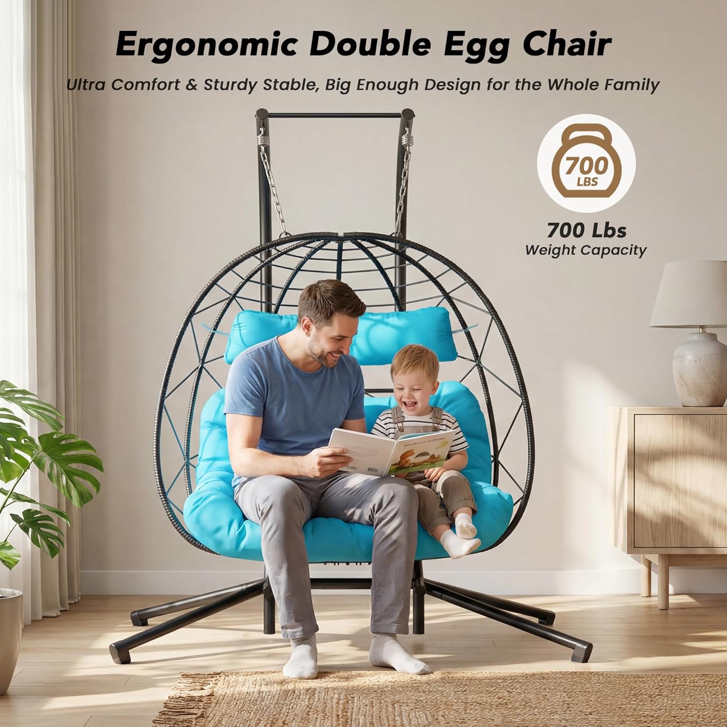 Set of 2 Wicker Hanging Egg Ch - Hanging Egg Chair incelemesi ve fiyatı