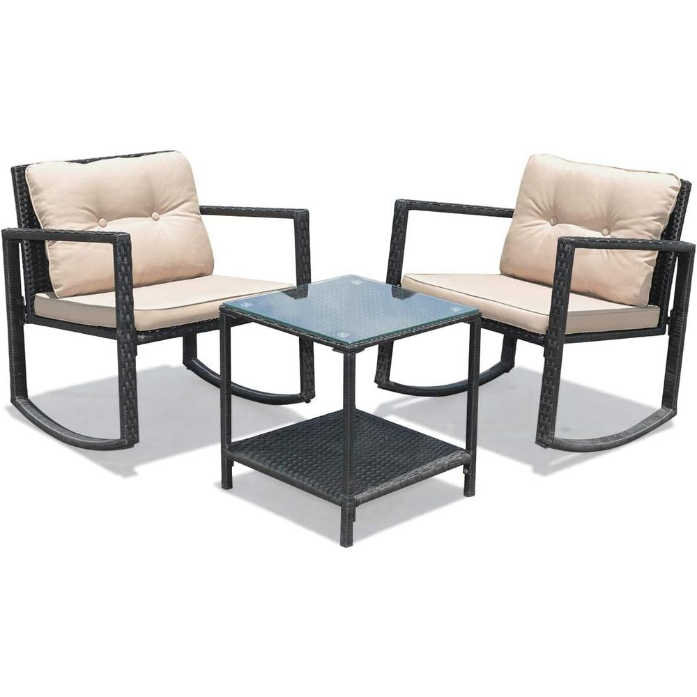 Outdoor 3-Piece Patio Rocking  - Outdoor Furniture Balcony incelemesi ve fiyatı