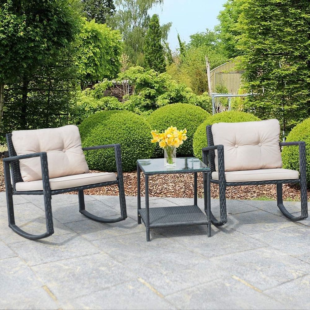 Outdoor 3-Piece Patio Rocking  - Outdoor Furniture Balcony incelemesi ve fiyatı