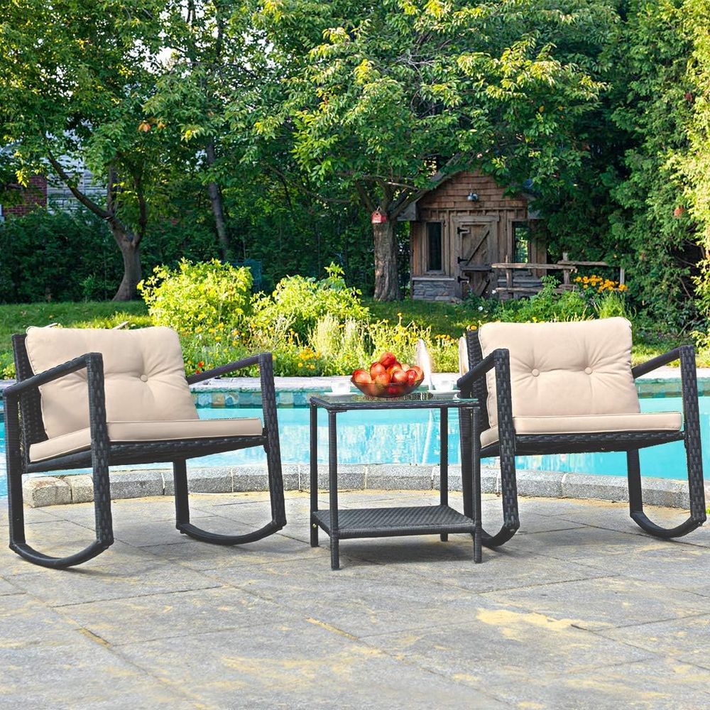 Outdoor 3-Piece Patio Rocking  - Outdoor Furniture Balcony incelemesi ve fiyatı