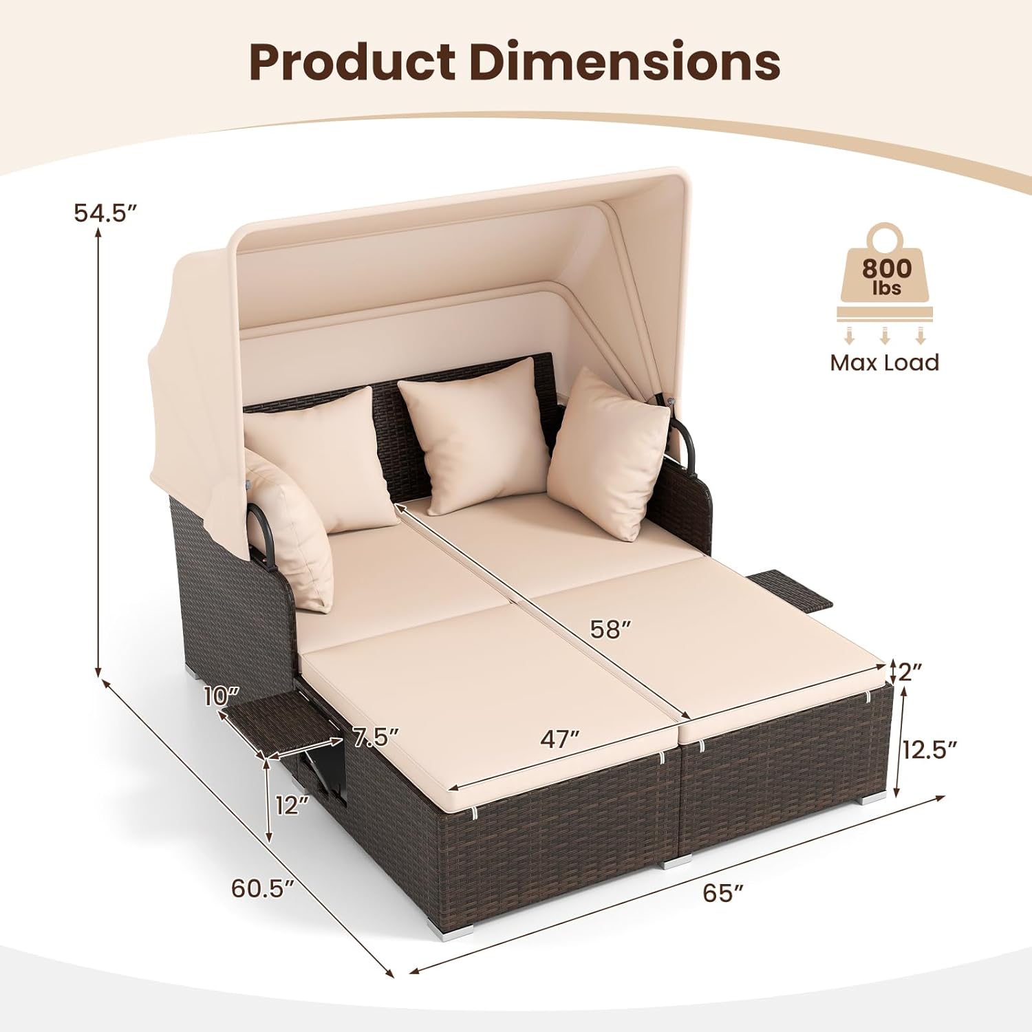 Outdoor Daybed, 2-Person Wicke - Outdoor Furniture Balcony incelemesi ve fiyatı