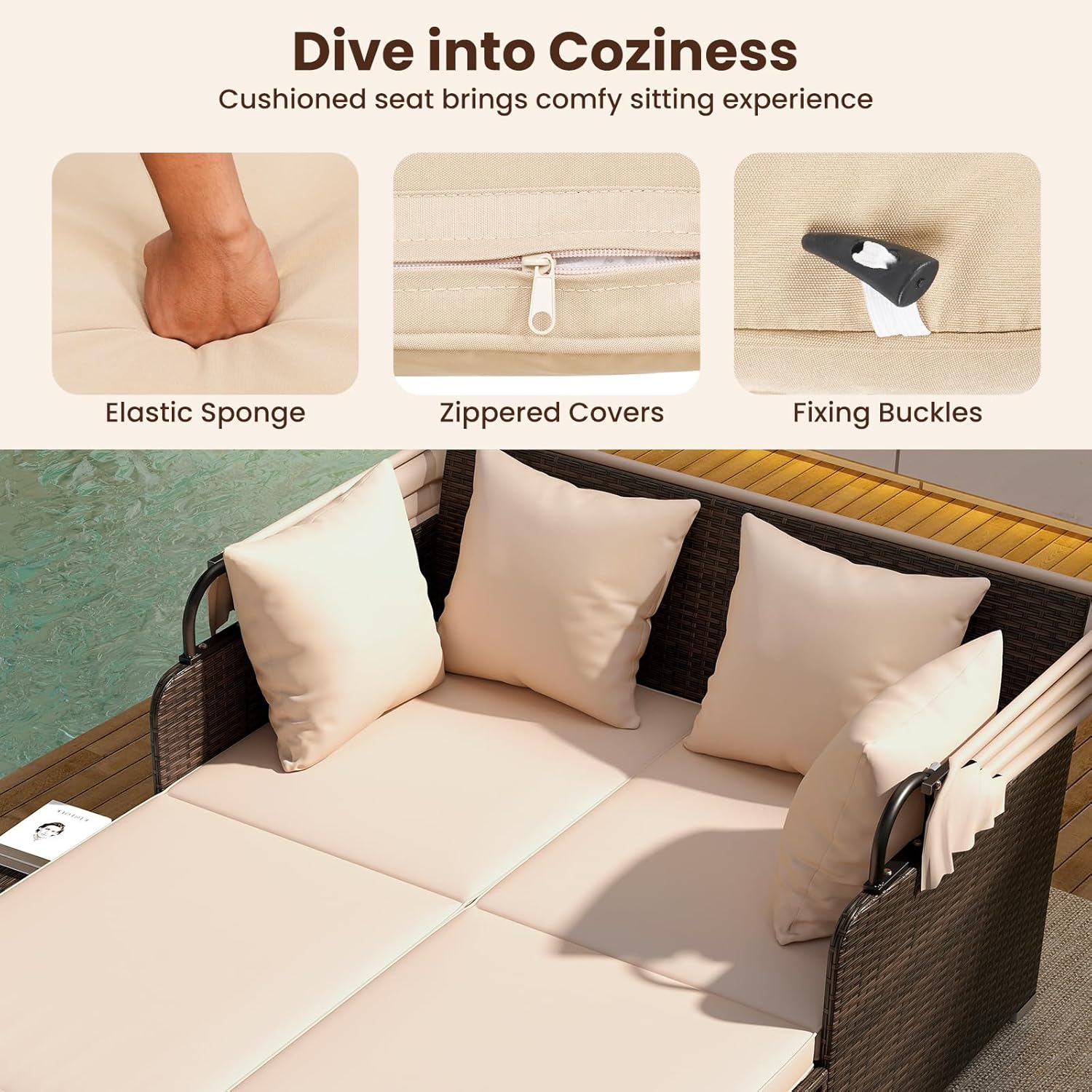Outdoor Daybed, 2-Person Wicke - Outdoor Furniture Balcony incelemesi ve fiyatı