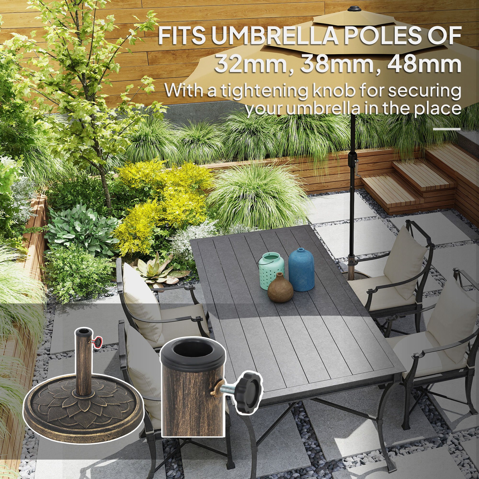 Round Patio Umbrella Base, 26  - Outdoor Furniture Year Round incelemesi ve fiyatı