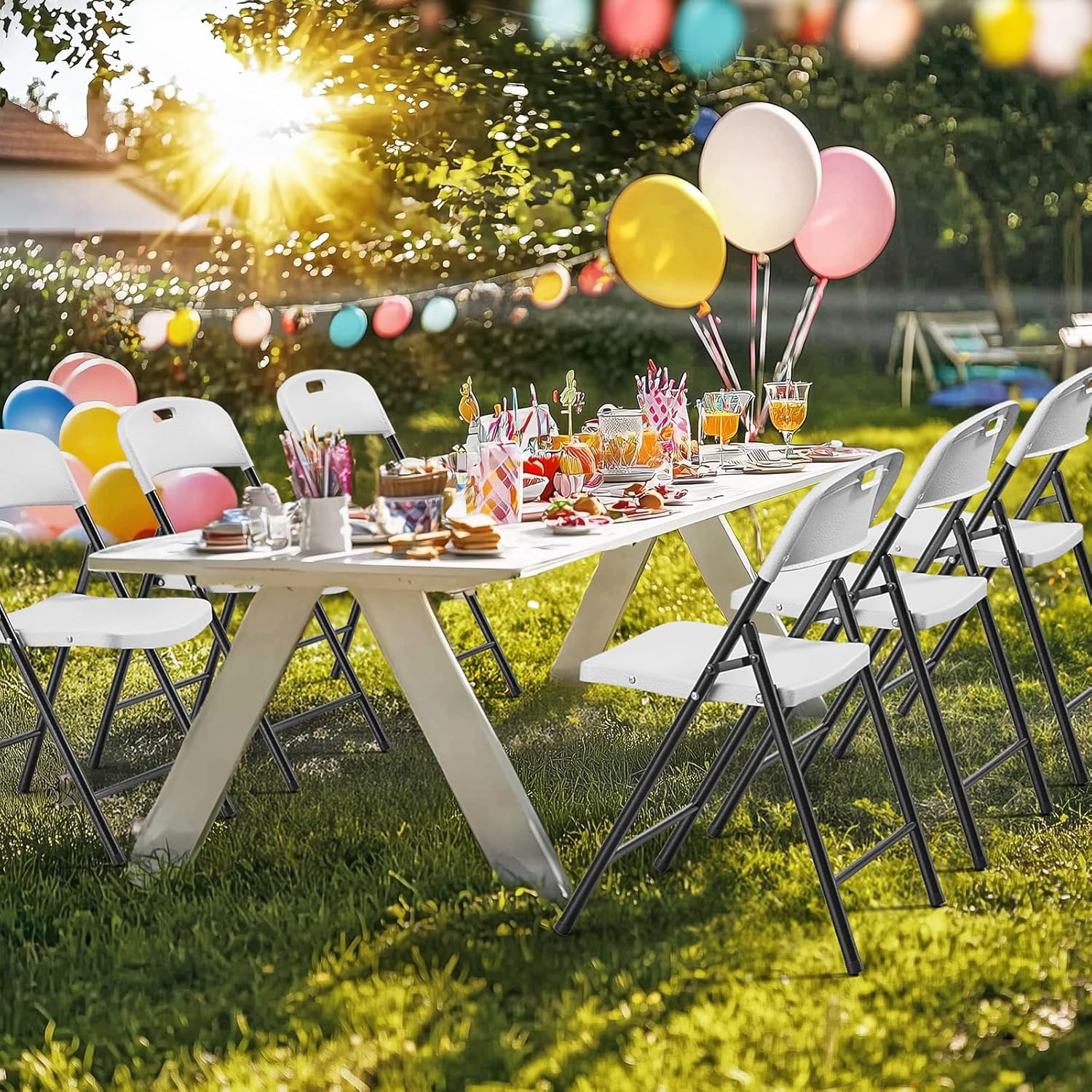 10-Pack White Plastic Folding  - Outdoor Furniture Polywood incelemesi ve fiyatı
