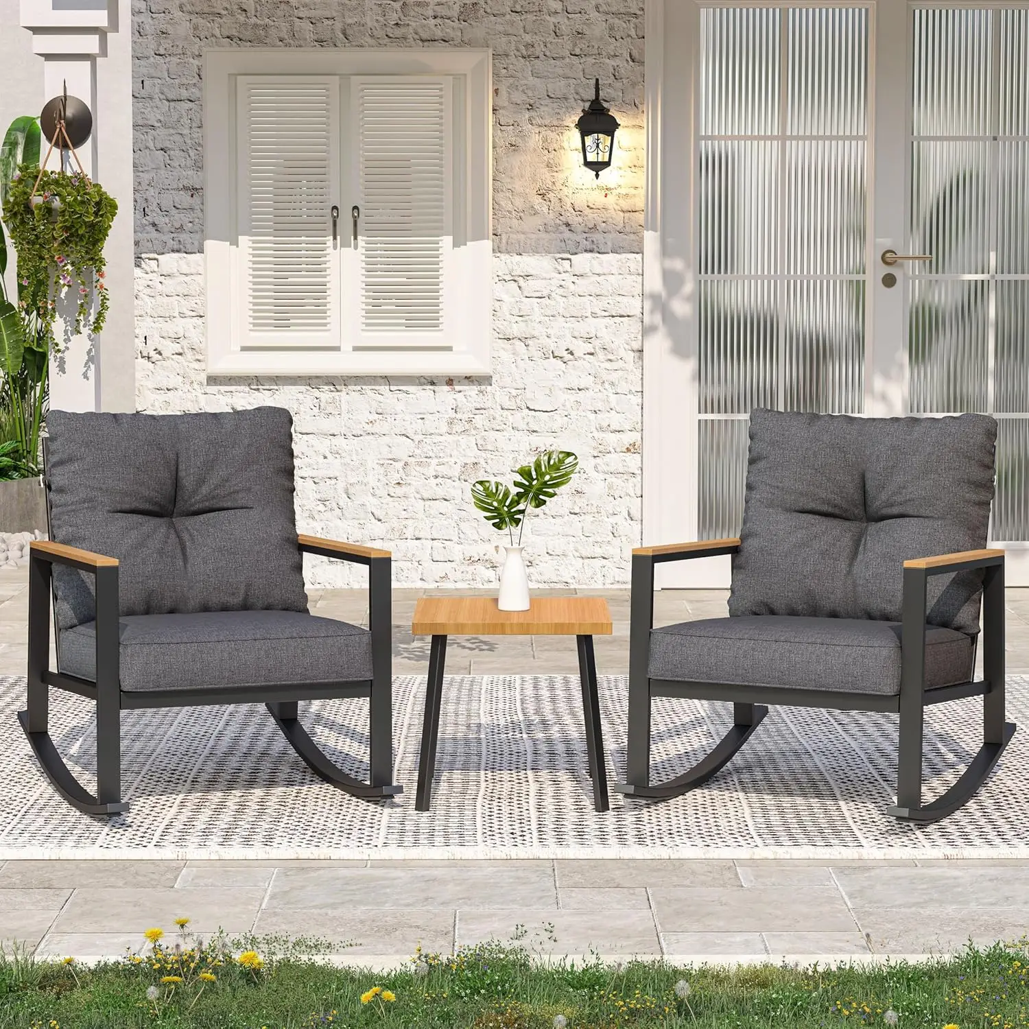 3pc Rocking Bistro Set Outdoor - Outdoor Furniture Balcony incelemesi ve fiyatı