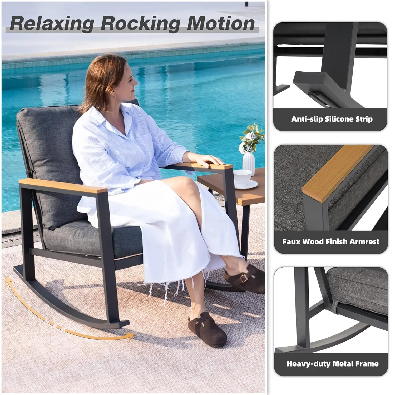3pc Rocking Bistro Set Outdoor - Outdoor Furniture Balcony incelemesi ve fiyatı