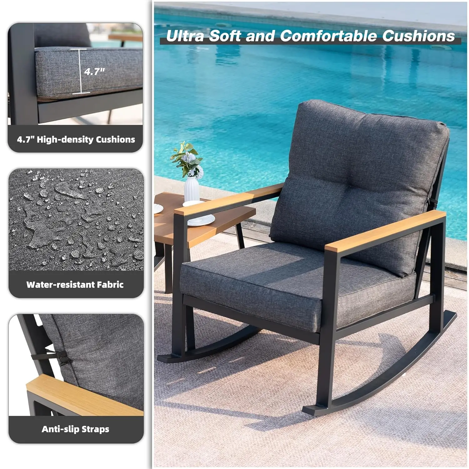 3pc Rocking Bistro Set Outdoor - Outdoor Furniture Balcony incelemesi ve fiyatı