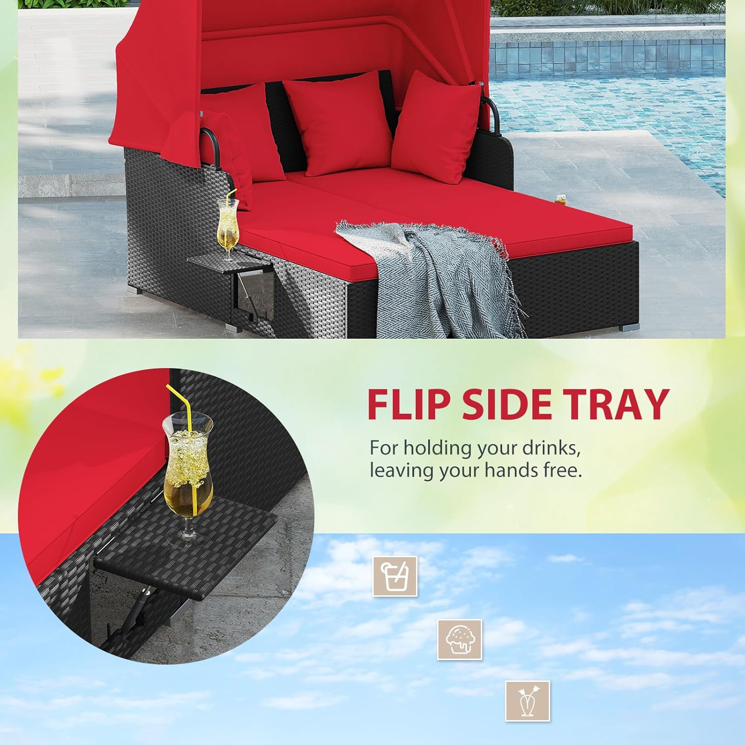 2 Person Rattan Outdoor Daybed - Outdoor Furniture Balcony incelemesi ve fiyatı