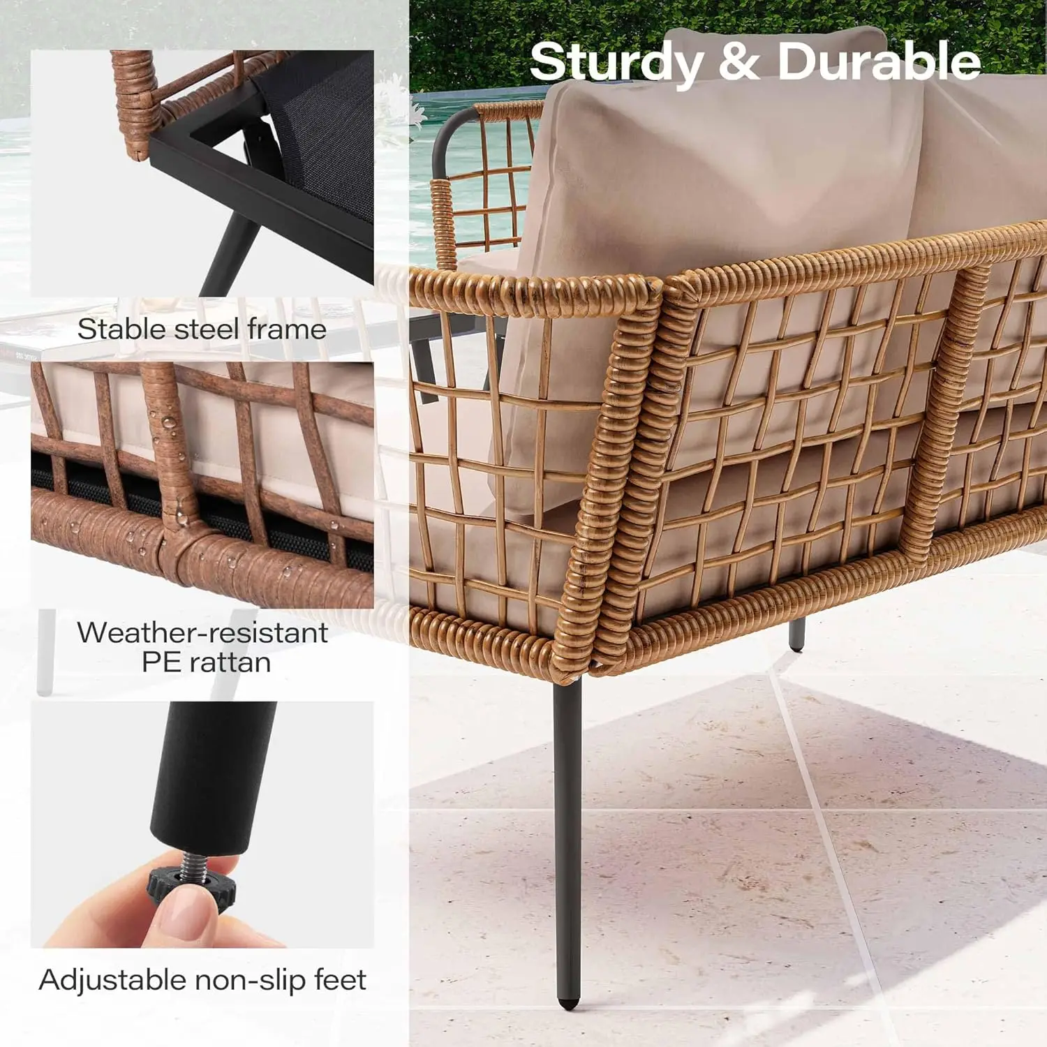 4 Piece Rattan Outdoor Furnitu - Outdoor Furniture Balcony incelemesi ve fiyatı
