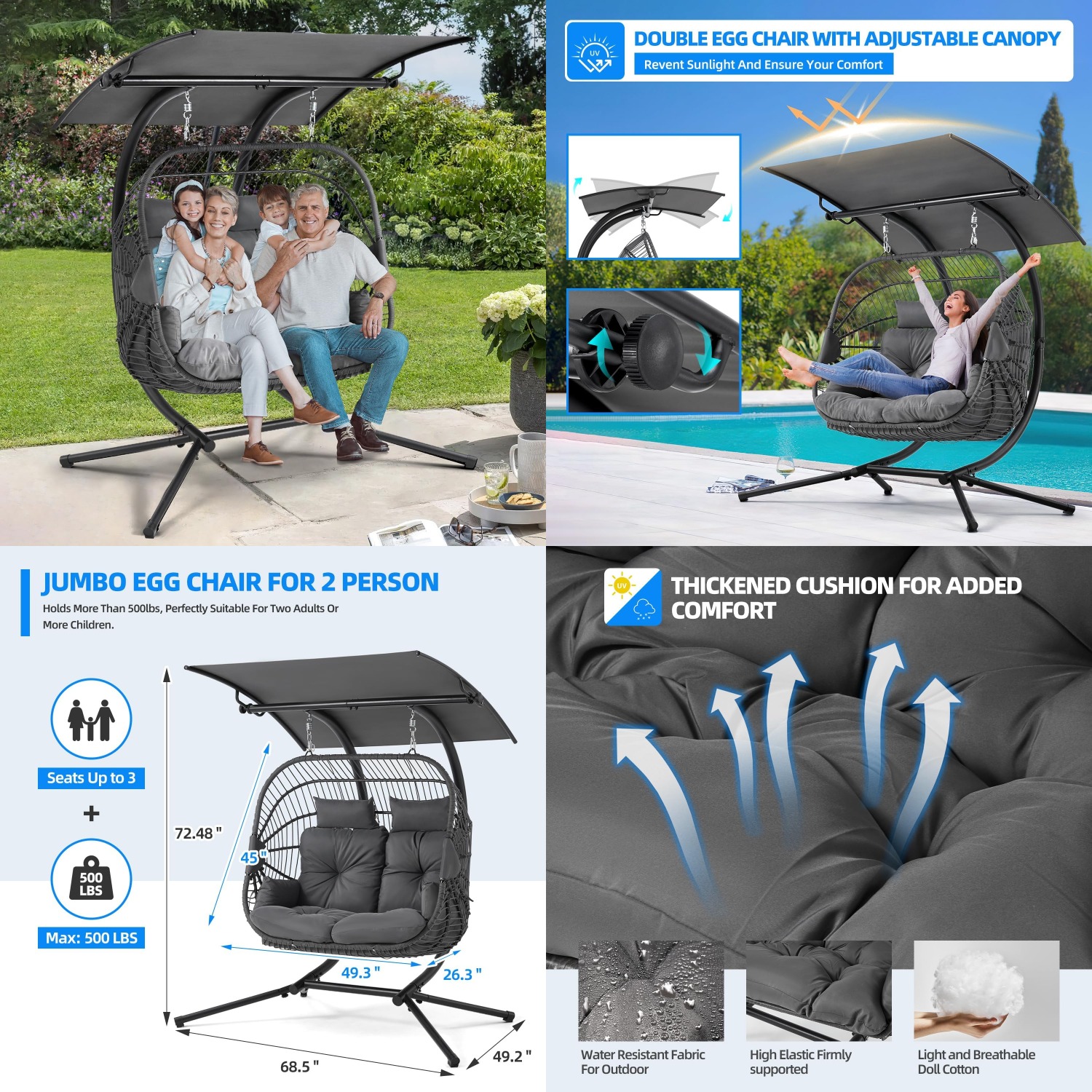 Oversized Double Egg Chair wit - Hanging Egg Chair incelemesi ve fiyatı