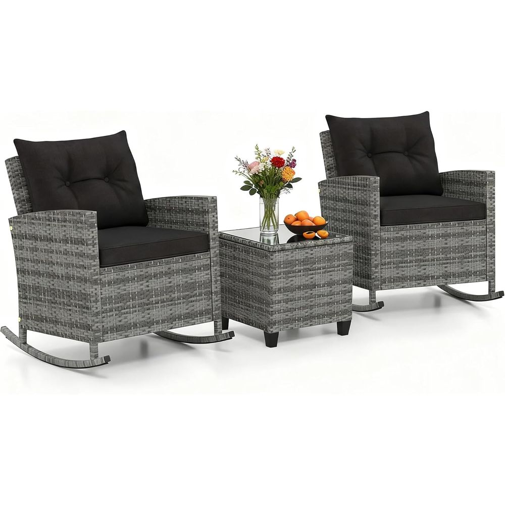 Rattan Wicker Rocking Chair Se - Outdoor Furniture Balcony incelemesi ve fiyatı