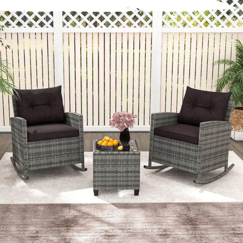 Rattan Wicker Rocking Chair Se - Outdoor Furniture Balcony incelemesi ve fiyatı