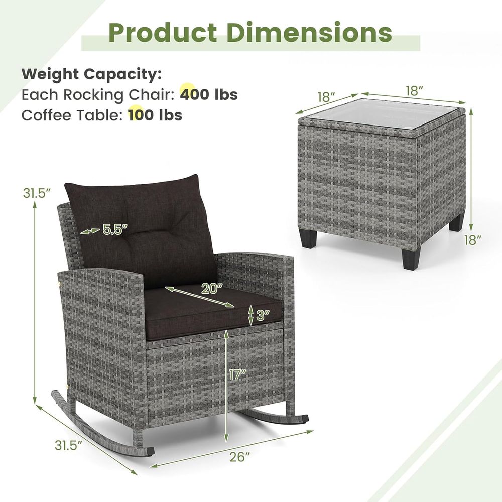 Rattan Wicker Rocking Chair Se - Outdoor Furniture Balcony incelemesi ve fiyatı