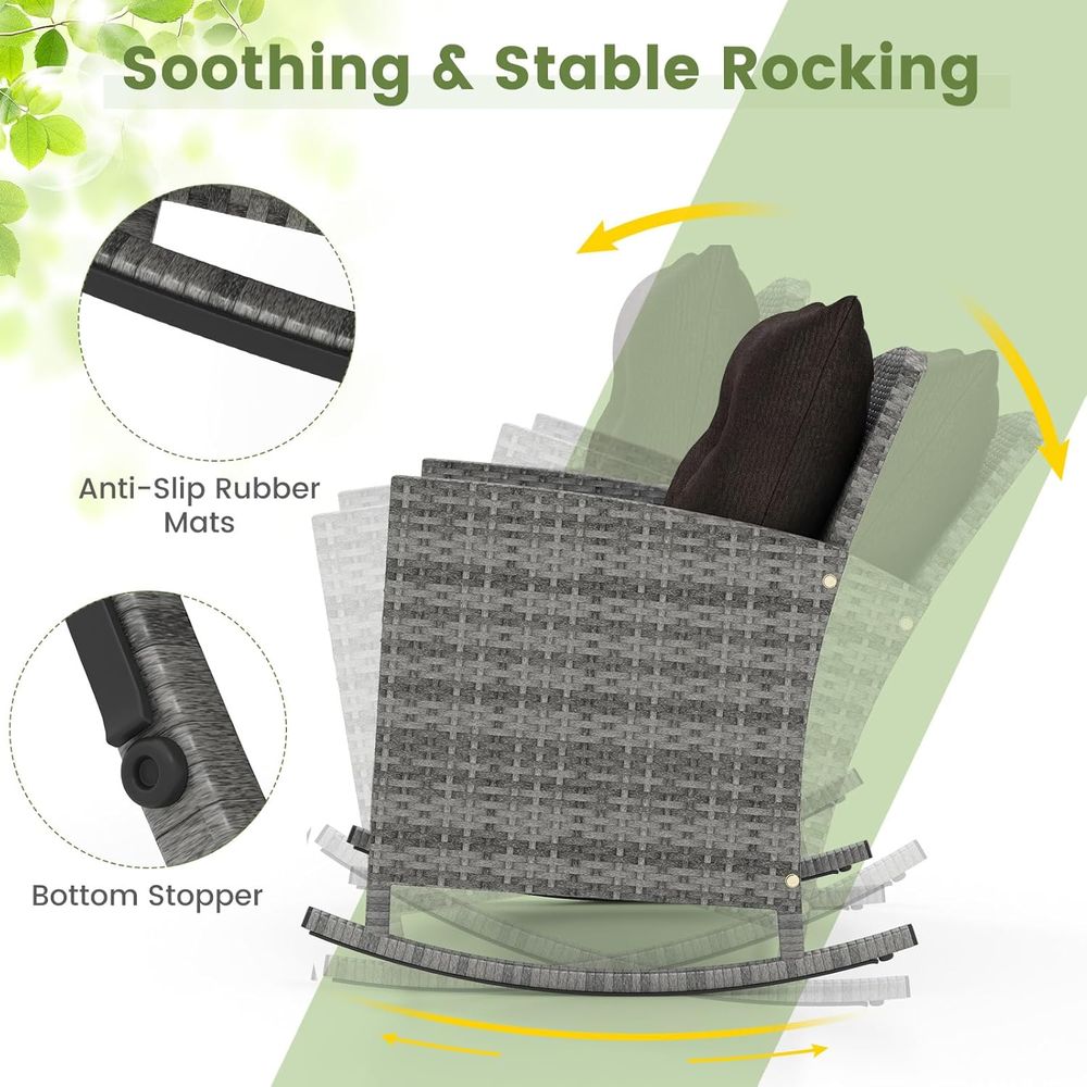 Rattan Wicker Rocking Chair Se - Outdoor Furniture Balcony incelemesi ve fiyatı